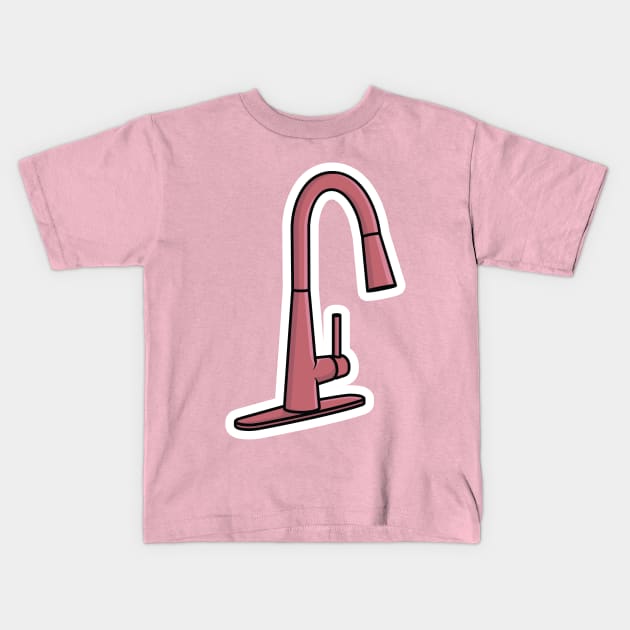 Steel Water Supply Faucets For Bathroom And Kitchen Sink Sticker vector illustration. Home interior objects icon concept. Kitchen faucet sticker design logo with shadow. Kids T-Shirt by AlviStudio